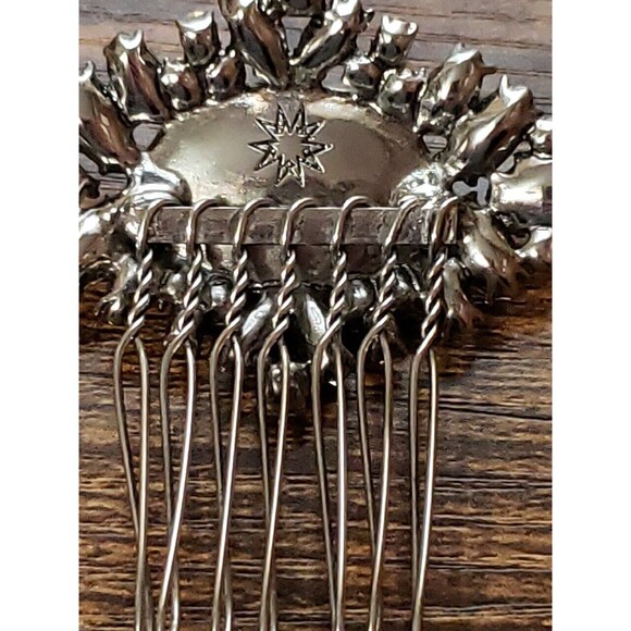 Silver Tone Twisted Wire Rhinestone Faux Pearl HAIR COMB Small Bride Wedding - Picture 7 of 10